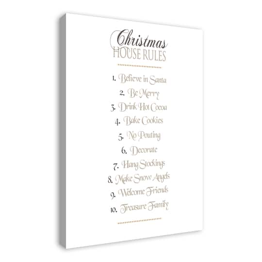 Christmas House Rules Canvas Wall Art